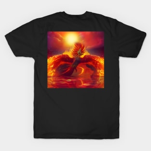 Wonderful phoenix over the ocean T-Shirt